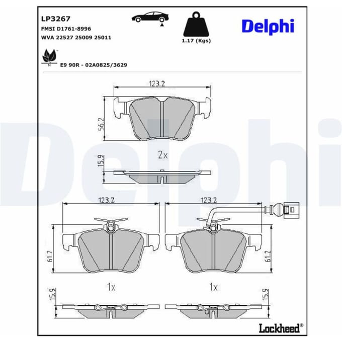 Remblokset DELPHI LP3267, achter