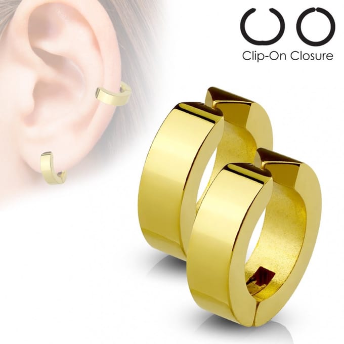 Fake oorbellen hoop ring gold plated - LMPiercings