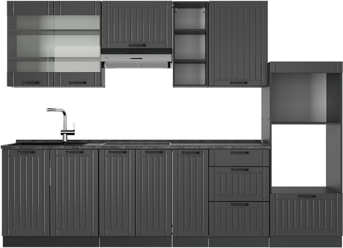 Vicco Fame-Line Complete keukeneenheid – 280 cm, WB Antraciet Donkergrijs