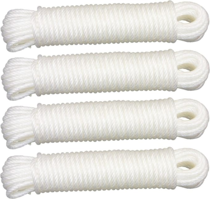 AMIG paracord touw - 4x - 10 meter - D5mm - 110kg - PE/PVC - wit