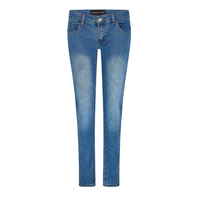 Criminal Damage Dames/Dames Denim Skinny Jeans (Middenblauw)