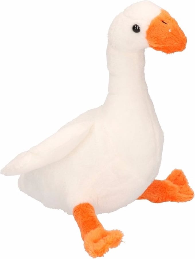 Cornelissen Pluche knuffel gans - wit - 18 cm - vogel