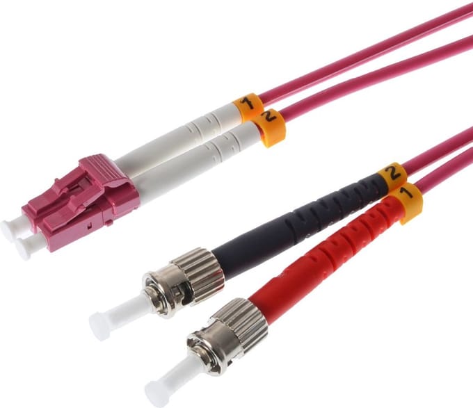 Helos 2m OM4 LC/ST Glasvezel kabel 2x ST Violet