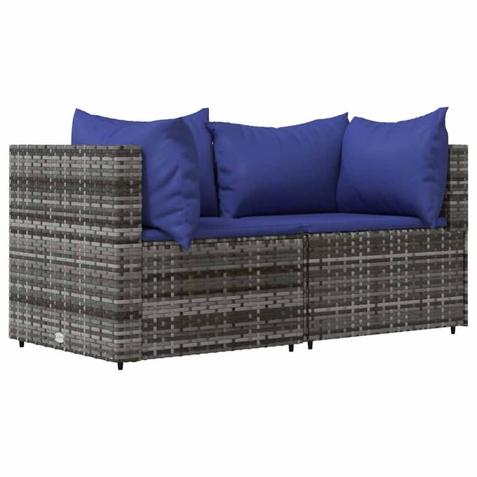 vidaXL - 3-delige - Loungeset - met - kussens - poly - rattan - grijs