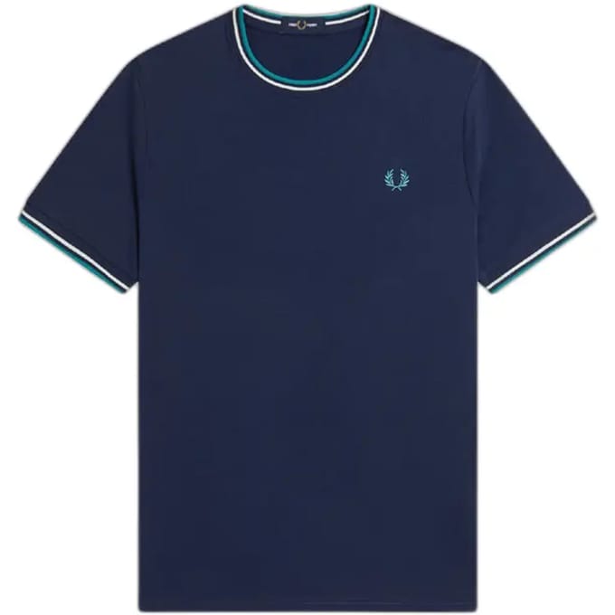 T-shirt met dubbel contrasterend biesje Fred Perry