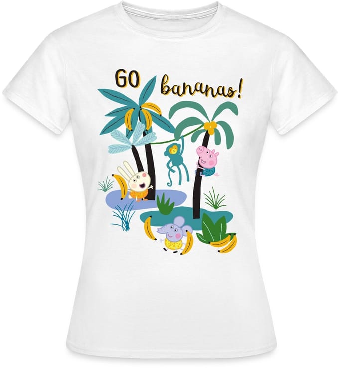 Peppa Pig Design Go Bananas T-Shirt Dames