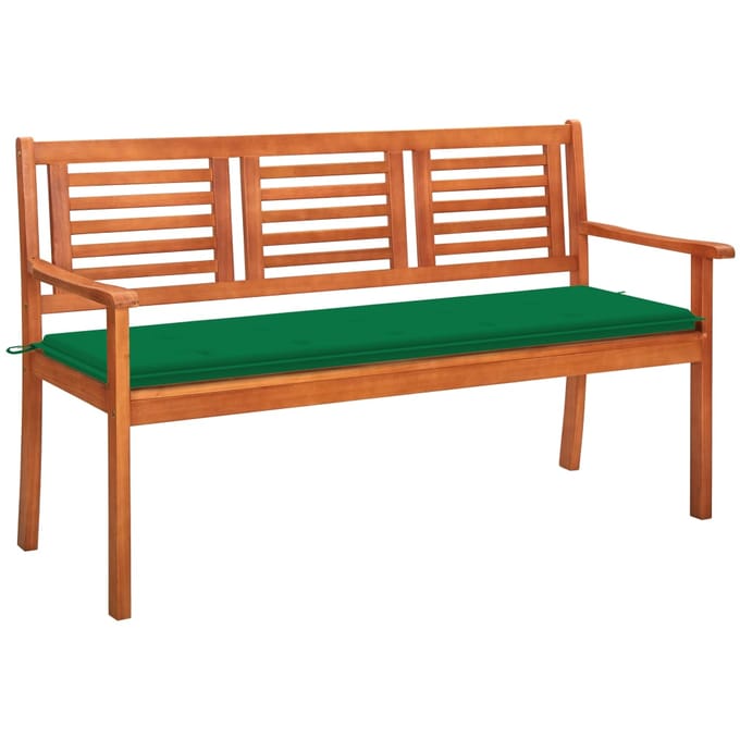 vidaXL - Tuinbank - 3-zits - met - kussen - 150 - cm - massief - eucalyptushout