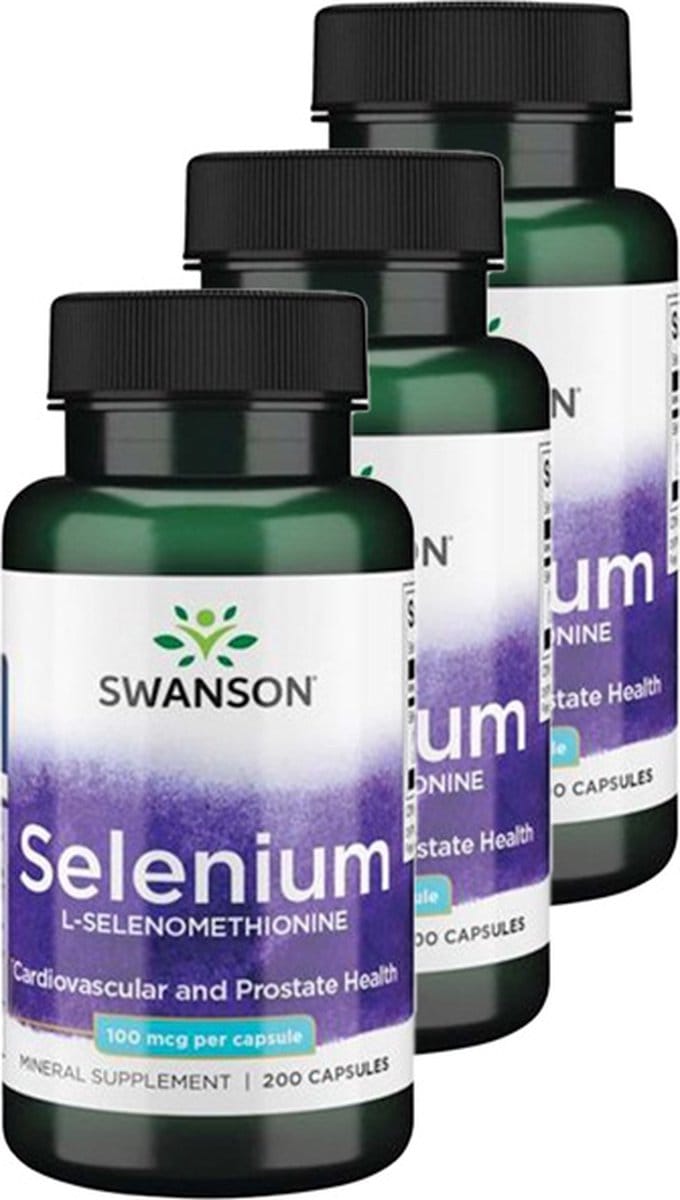 Swanson | Selenium 100mcg | 200 Capsules | 3 stuks | 3 x 200 stuks