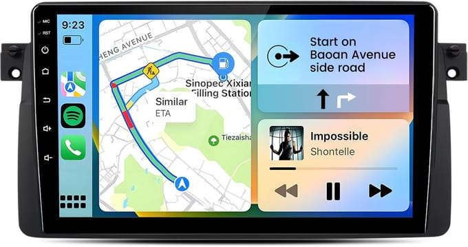 Hexinex Octa-Core Android 15 autoradio Geschikt voor BMW E46 3er 1999-2004 - Draadloos CarPlay, Android Auto, multimediaspeler, 4GB+64GB