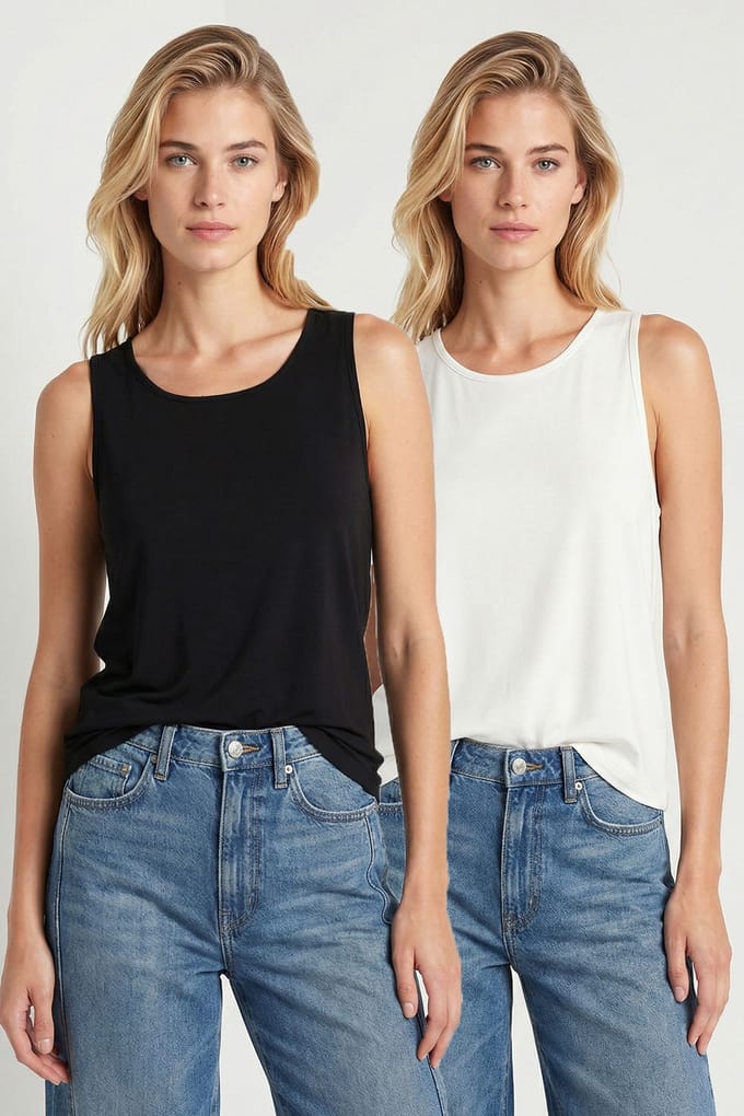 Ronde Hals Mouwloze Viscose Mix Top