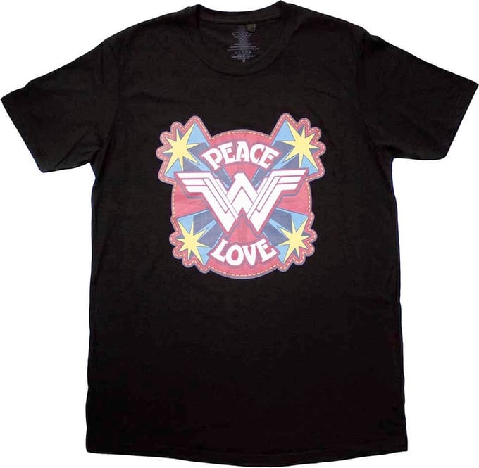 DC Comics Wonder Woman - Peace & Love Heren T-shirt - M - Zwart
