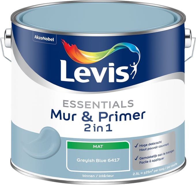 Levis - Essentials Mur & Primer - Greyish Blue - 2,5 L