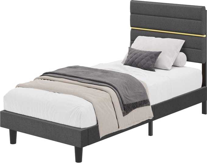 VASAGLE - Bed - Verstelbaar Gevoerd Hoofdbord - Modern Design
