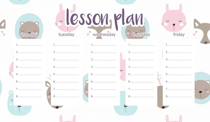 Wallvy - Magnetisch Lesplan - 45x26CM - Pastel Dieren - Personalisatie - Droog Uitwisbaar