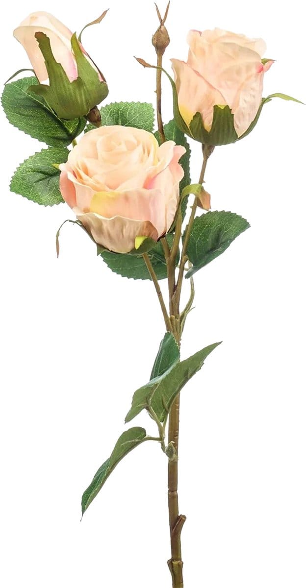 Emerald Kunstbloem Roos tak - 44 cm - licht roze - Kunst zijdebloemen