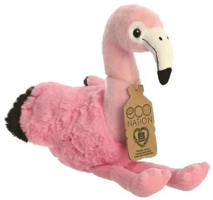 Eco Nation - Plush Toy / Cuddly Sitting Flamingo 27 cm Eco-Friendly