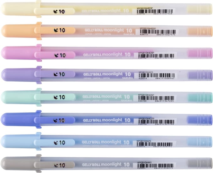 Gelschrijver Sakura Gelly Roll Moonlight 10 pastel set à 8 kleuren | 6 stuks