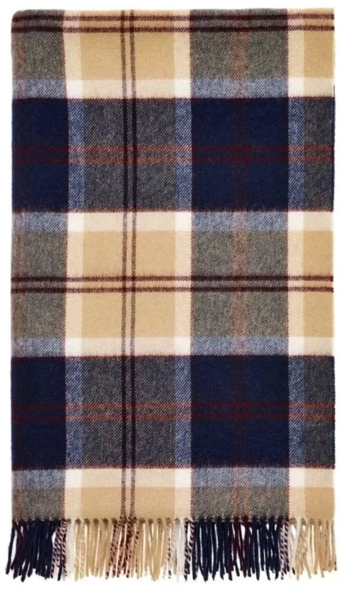 Plaid Tartan Bannockbane Navy - Merino Lamswol - 140x185 - Bronte by Moon