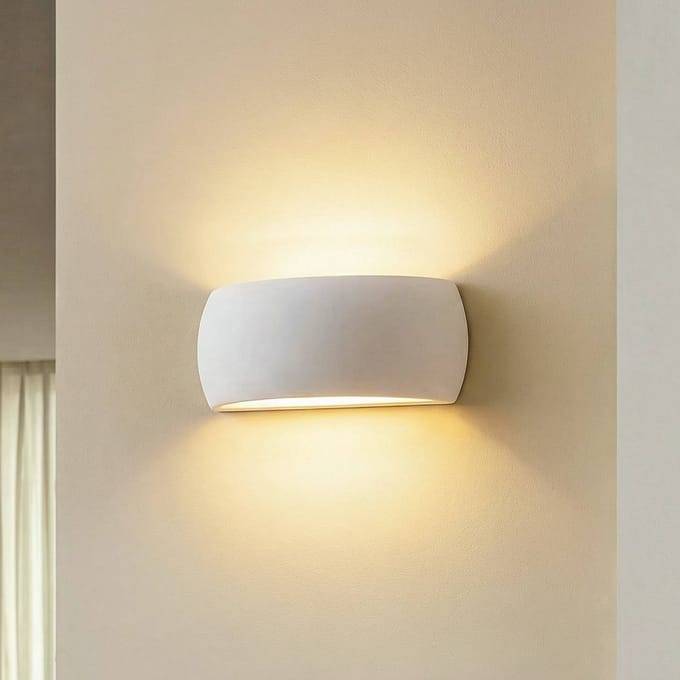 SOLLUX LIGHTING Wandlamp Curve up/down van wit keramiek