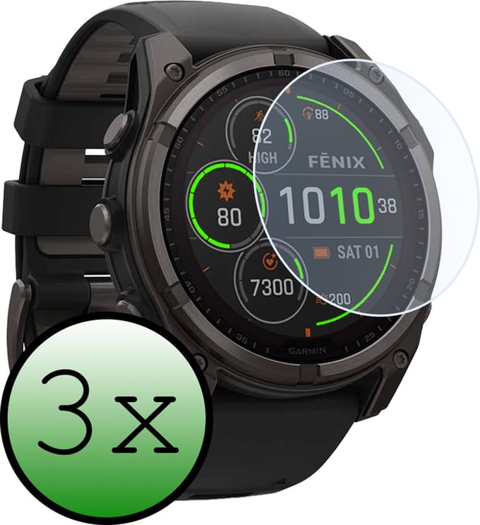Screenprotector Geschikt voor Garmin Fenix 8 Solar (47 mm) Screenprotector Tempered Glass Beschermglas - Screenprotector Geschikt voor Garmin Fenix 8 Solar Screen Protector - 3 Stuks