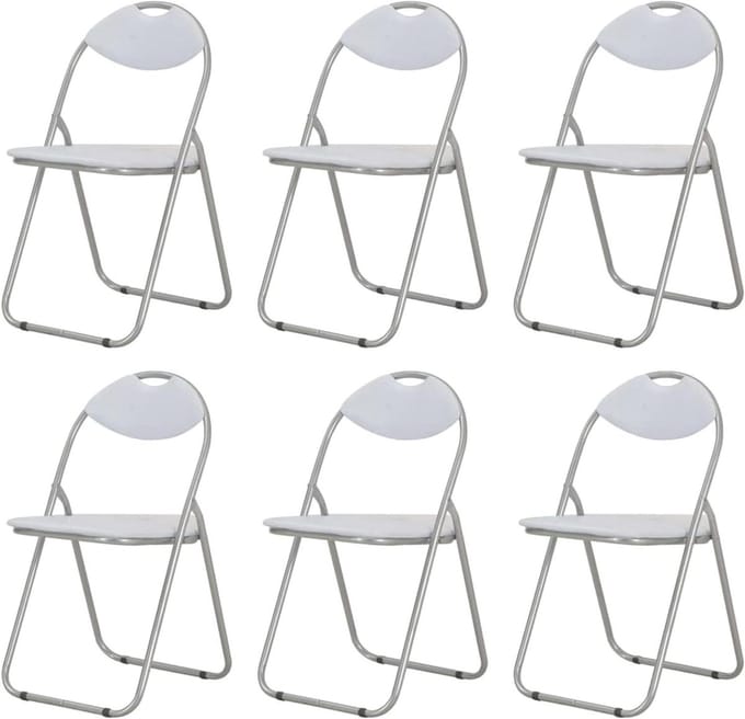 Eetkamerstoelen - Klapstoelen - Extra zitplaatsen - Stabiel stalen frame - 6 stuks - Wit