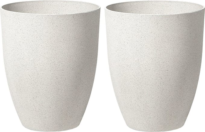 CROTON - Bloempot set van 2 - Gebroken wit - 43 cm - Stenenmix
