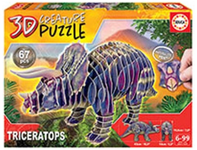 Educa puzzel Triceratops 3D kartonnen speelgoed puzzel.