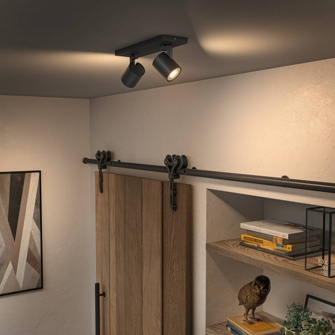 Philips Hue Runner opbouwspot - warm tot koelwit licht - 2-spots - zwart - 1 dimmer switch