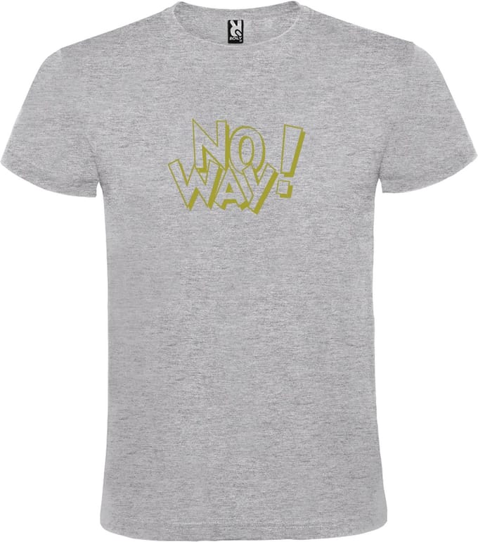 Grijs T-shirt ‘No Way!’ Goud Maat M