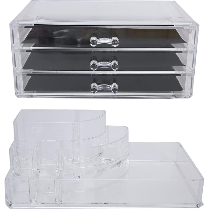Acryl Transparante Desktop Cosmetische Display Opbergdoos Make-up Organizer met Lade black