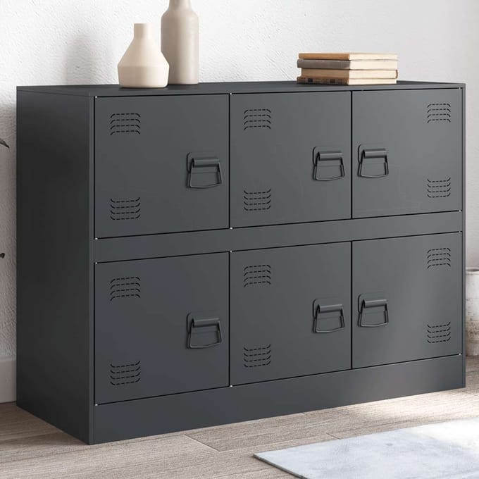 vidaXL - Dressoir - 99x39x73 - cm - staal - antracietkleurig