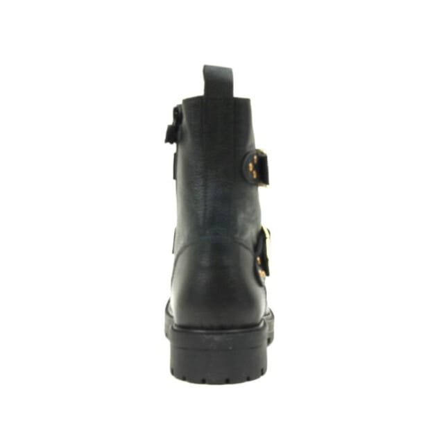 Braqeez 423559-589 Meisjes Biker Boots - Zwart - Leer - Gesp Met Rits