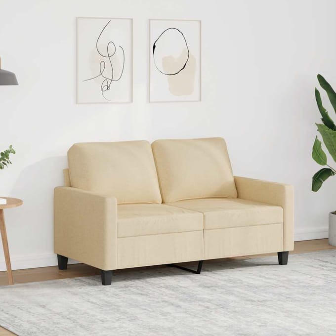 vidaXL - Tweezitsbank - 120 - cm - stof - crèmekleurig