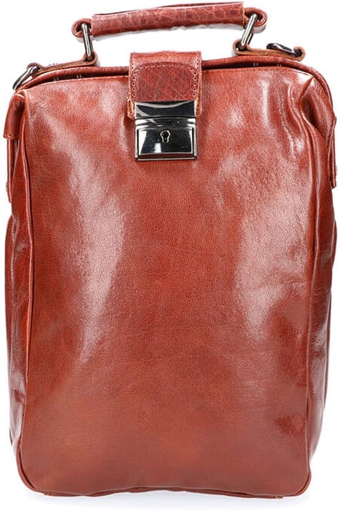 Leather Design Leren Rugzak / Schoudertas Cognac