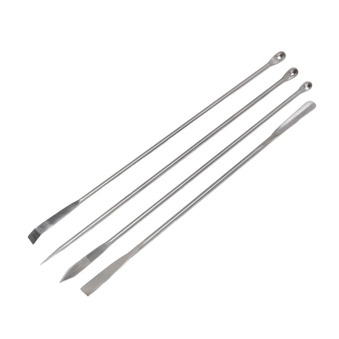 Ensemble de 4 spatules de laboratoire en acier inoxydable 304, micro-cuillère pour mélanger avec sac de rangement gray