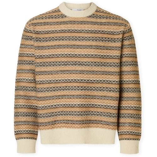Trui Selected Revy Knit - Egret/Chipmunk