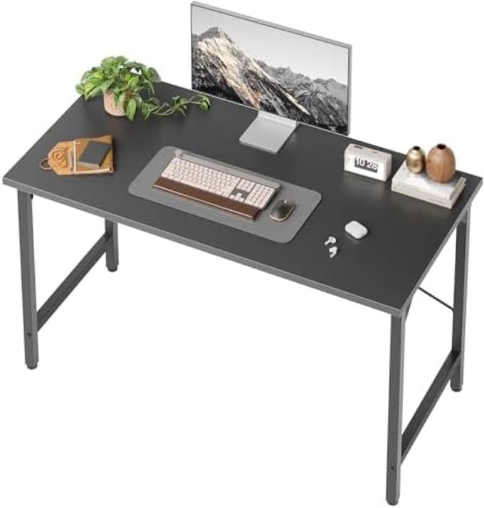 PromoHome Werkbureau 100x48 cm - Stabiel Metal Frame met Houten Blad
