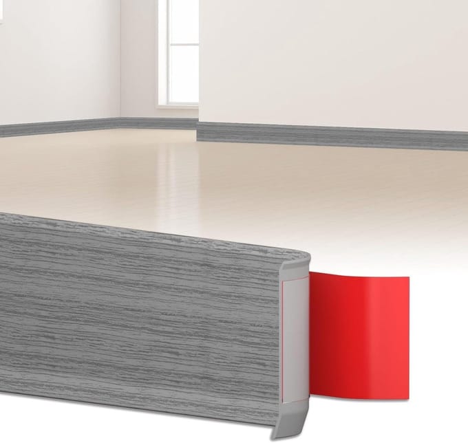 PVC Plint - Vloerlijst Randafwerking - Vloeren Afwerken - Zelfklevend Flexibel - 6 meter - Grijs Houtnerf