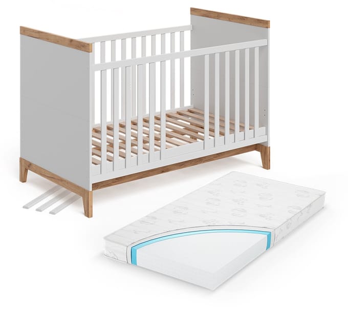Vitalispa Malia Babybed – 70x140 cm met matras Wit/Kunstnijverheid