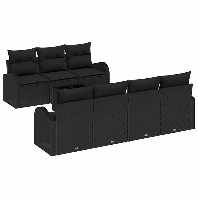 vidaXL - Tuinbank - Set - 8 - st - Zwart - poly - rattan