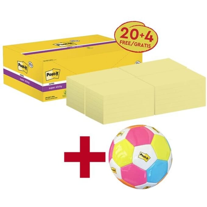 Memoblok 3M Post-it 655-SSCY Super Sticky 76x127mm geel voordeelpak