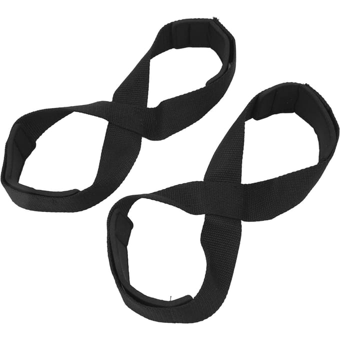 Une paire de sangles de levage en forme de 8, sangles d'haltérophilie antidérapantes pour soulevé de terre, entraînement de force black