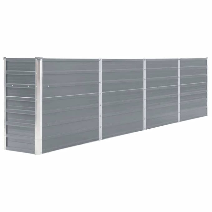 vidaXL - Plantenbak - verhoogd - 320x40x77 - cm - gegalvaniseerd - staal - grijs