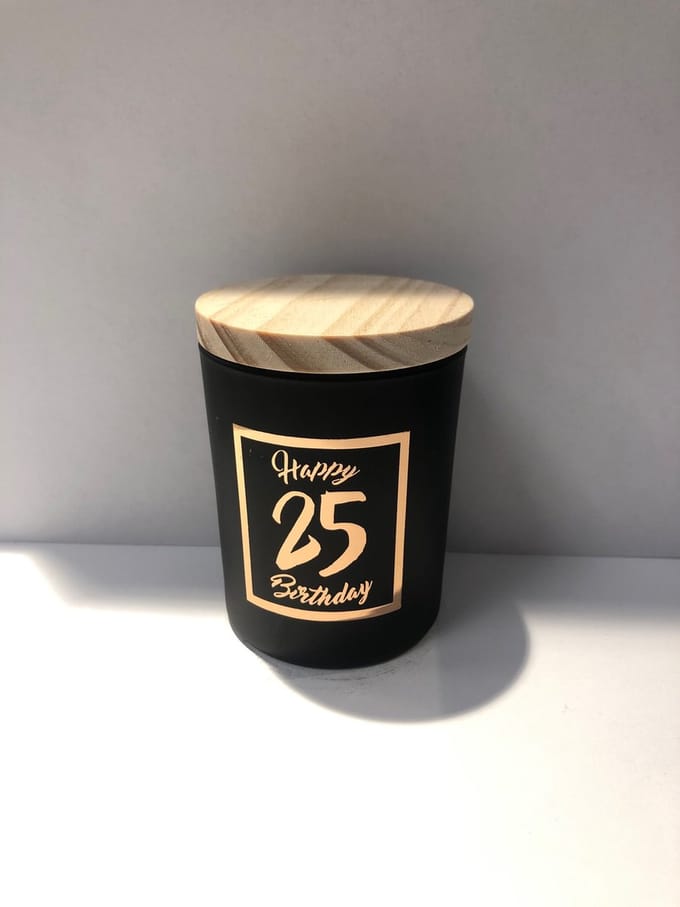 Geurkaars klein roze/zwart - 25 jaar