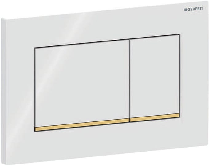 Geberit Sigma20 bedieningsplaat - 2-toets spoeling - rechthoekige knoppen - wit goud
