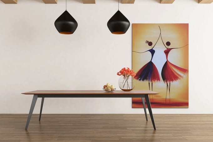 Canvas Schilderij - Abstract Vrouwen - Dansen - Kunst - Wanddecoratie - 60x40x2 cm