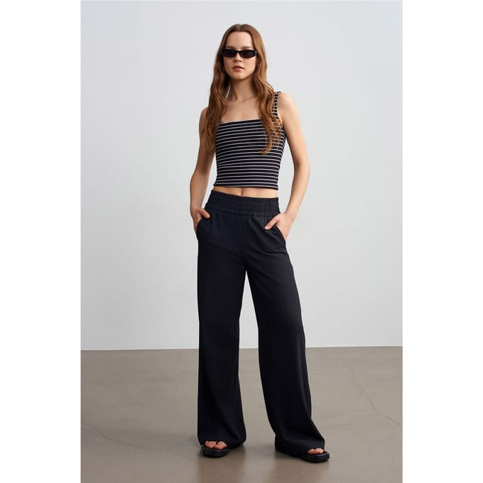 Vrouwen Wijde-Pijpen Crepe Broek