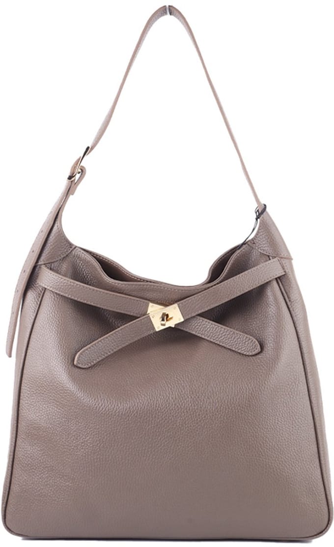 Giuliano lederen schoudertas Maaike - Made in Italy - Taupe