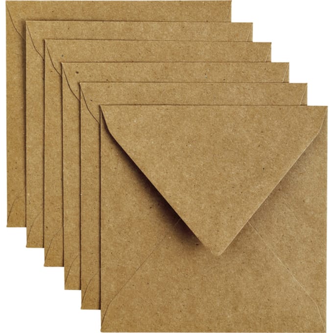 Envelop Papicolor 140x140mm kraft bruin pak à 6 stuks