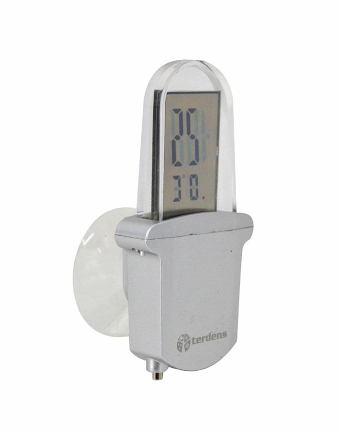 Terdens 3861 Serie - Elektronische Buitenthermometer - LCD Display - Zuignap Bevestiging - Sierlijk Ontwerp